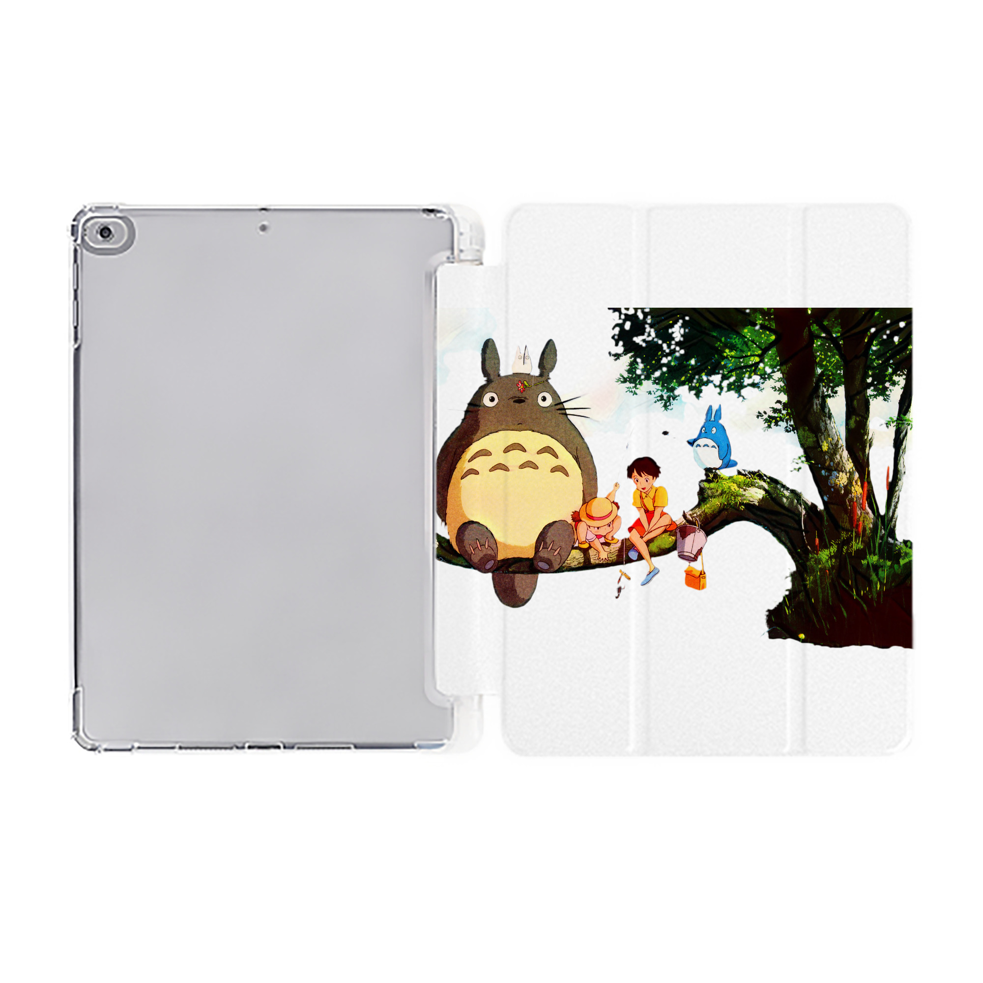 （画像用） となりのトトロ 草壁メイ 草壁サツキ My Neighbor Totoro Satsuki Kusakabe Mei Kusakabe IPad ケース ペン収納付き 三つ折りスタンド PUレザー×シリコン 対応機種9.5/10.5/10.9インチ